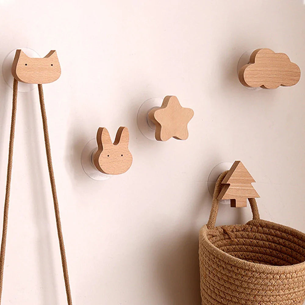 Cute Wooden Animal Wall Hook – Beech Wood Decorative Hanger for Kids Rooms, Entryways, Kitchens & More (1pc)