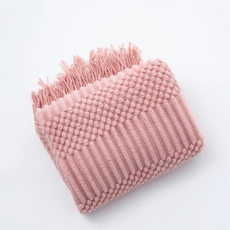 Soft Knit Fringe Throw Blanket