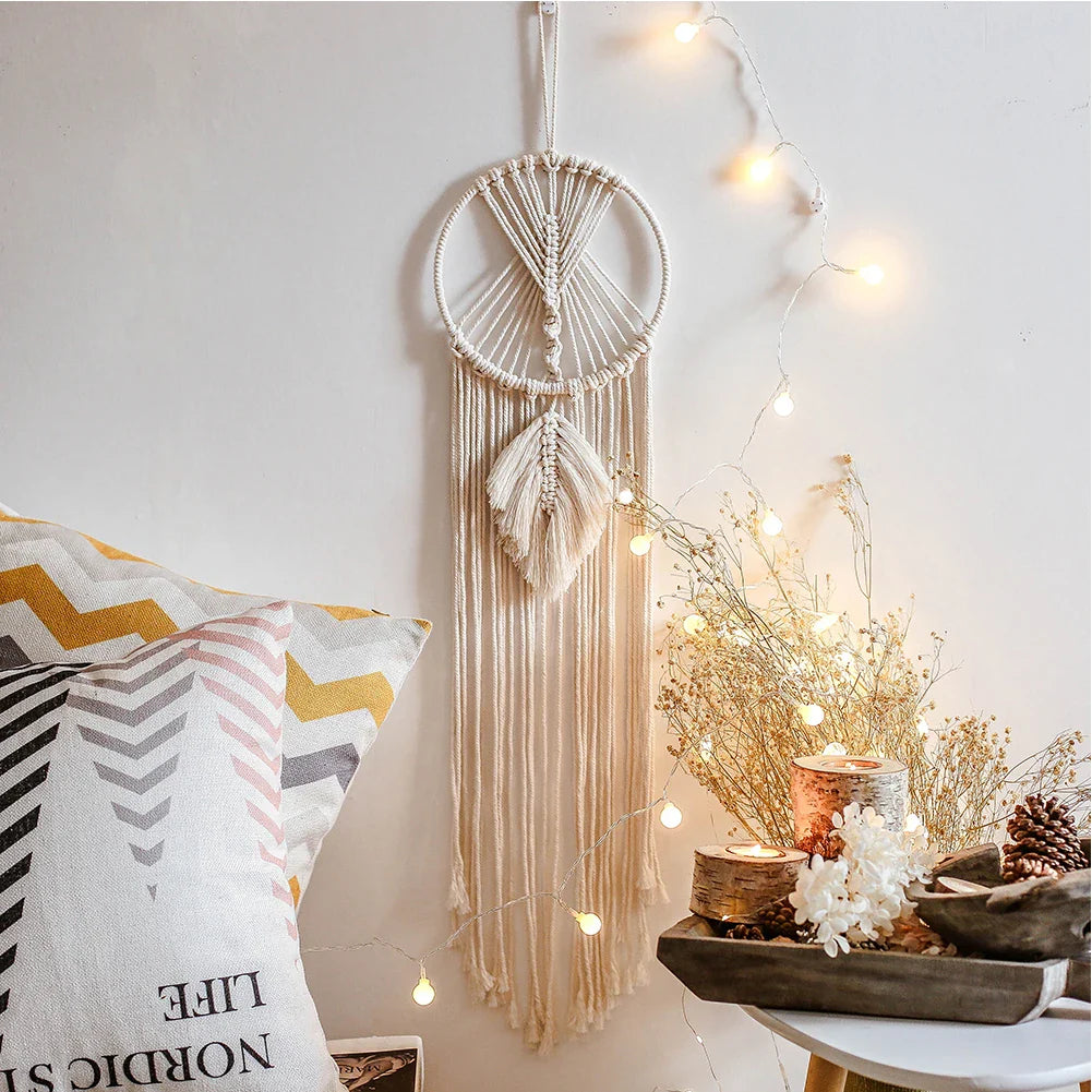 Macrame Dream Catcher Boho Home Decor Moon Star Decoration Macrame Wall Hanging Baby Nordic Room Bedroom Kids Nursery Living Room Dreamcacther