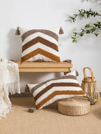 Symmetrical Geometric Stripes Pillow Cover – Boho Home Decor Accent for Sofa, Bed, or Chair