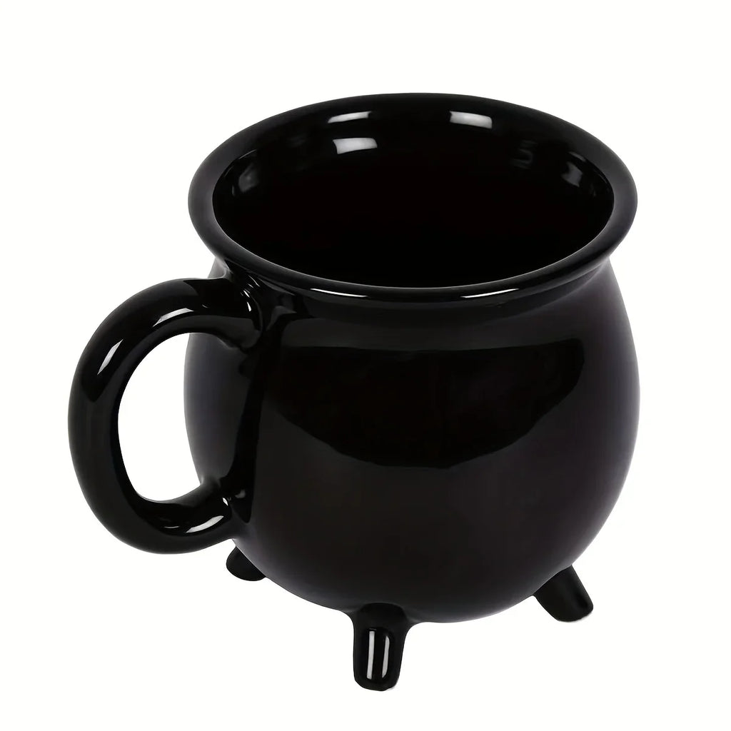 Witch Brew Coffee Mug – 11.8oz Black Ceramic Cauldron Cup for Coffee, Tea & Halloween Decor