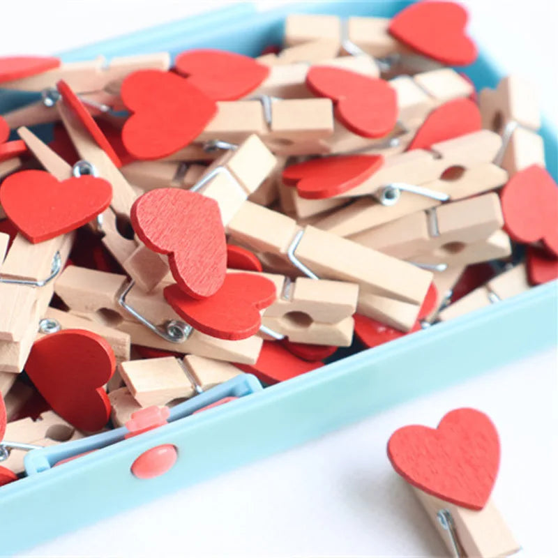 Wooden Heart Photo Clips