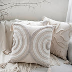 Boho Tufted Cushion Cover – Handcrafted Geometric Pillowcase with Tassels