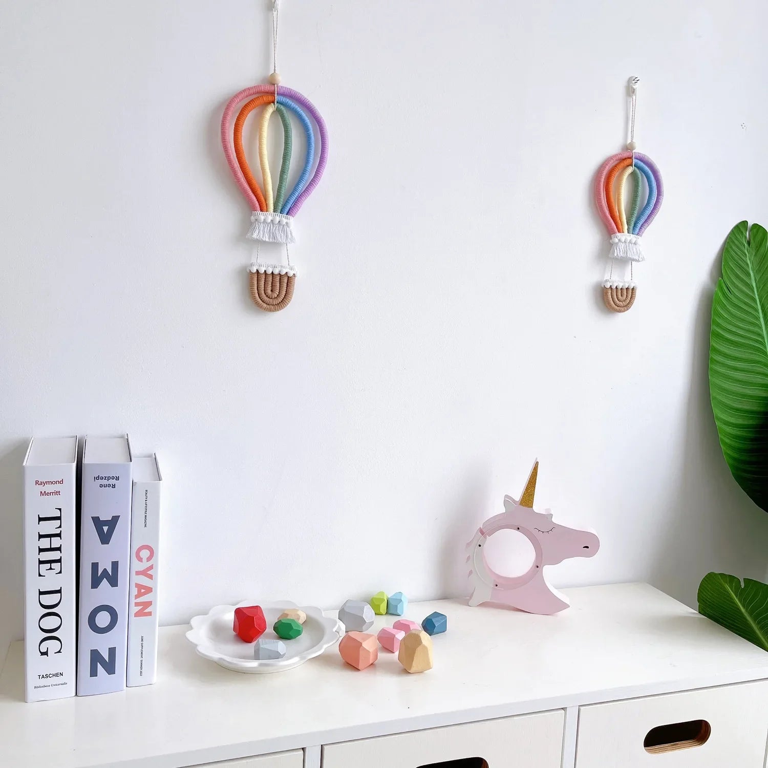 1pc colorful hot air balloon woven pendant rainbow rope home decor boho children's room baby decoration Hanging Ornament