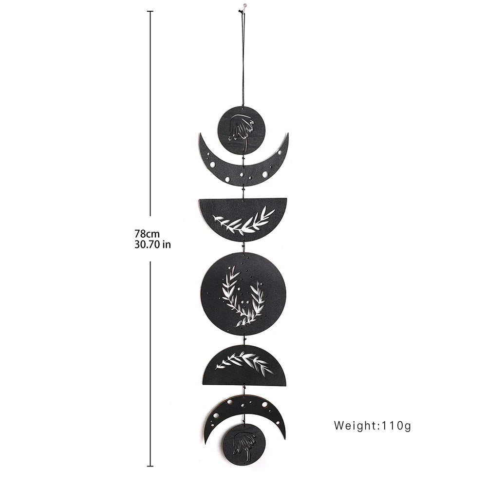 Wooden Wall Hanging Moon Phase Garland Wall Decor Hanging Ornaments Decoration Boho Home Decor for Nursery Ornament Gift