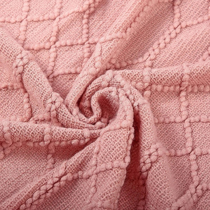 Soft Knit Fringe Throw Blanket