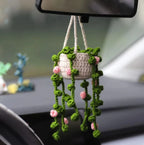 Handmade Crochet Succulent Car Hanging