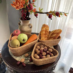 Handwoven Rectangular Rattan Basket – Boho Wicker Storage Bin for Fruit, Snacks, Tea, Bread, or Home Organization