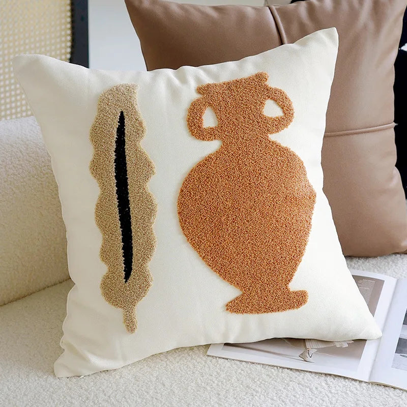 Vintage Nordic Throw Pillow Cover – Abstract Face