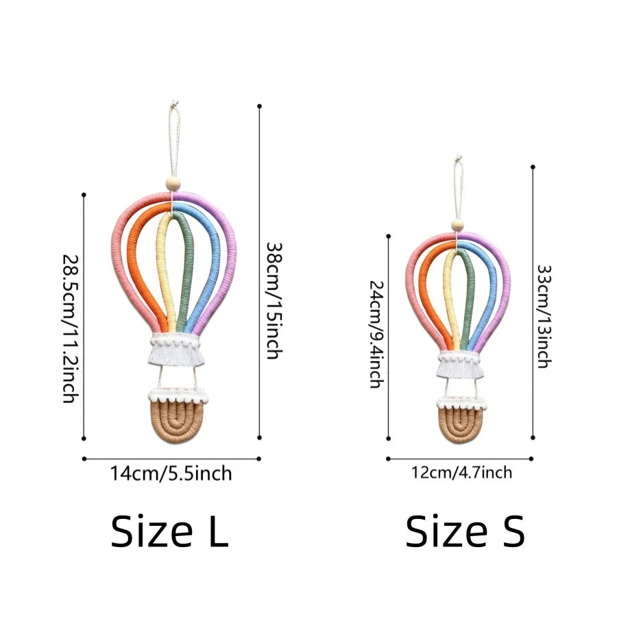 1pc colorful hot air balloon woven pendant rainbow rope home decor boho children's room baby decoration Hanging Ornament