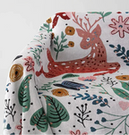 Floral Deer Forest Woven Throw Blanket