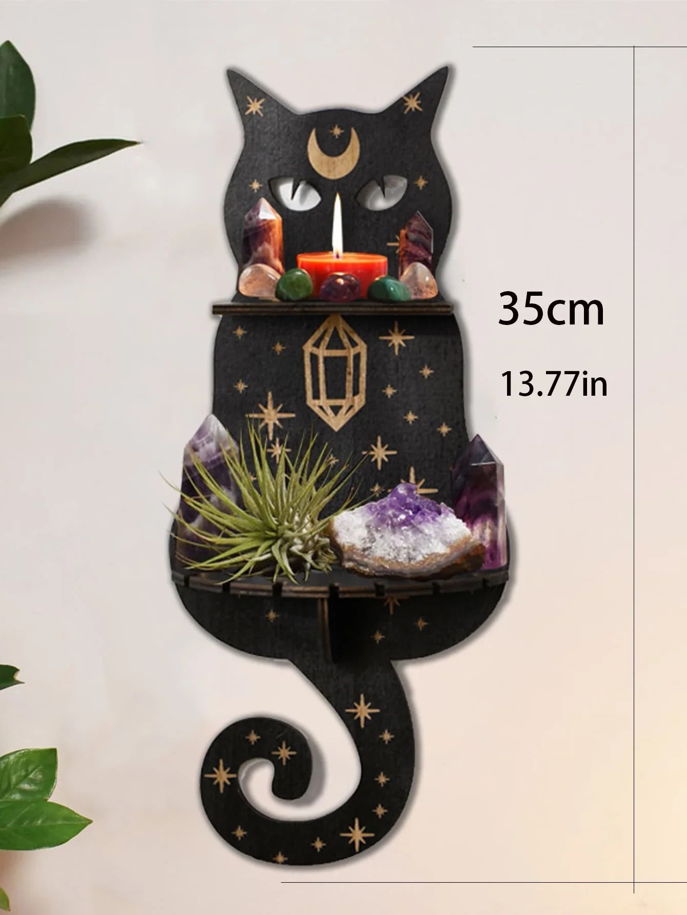 Animal Shaped Moon Phase Crystal Wall Shelf