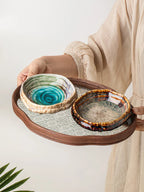 Ice-Cracked Ceramic Sushi Plate – 4.7” Round Snack Dish for Dipping, Dessert & Fruit
