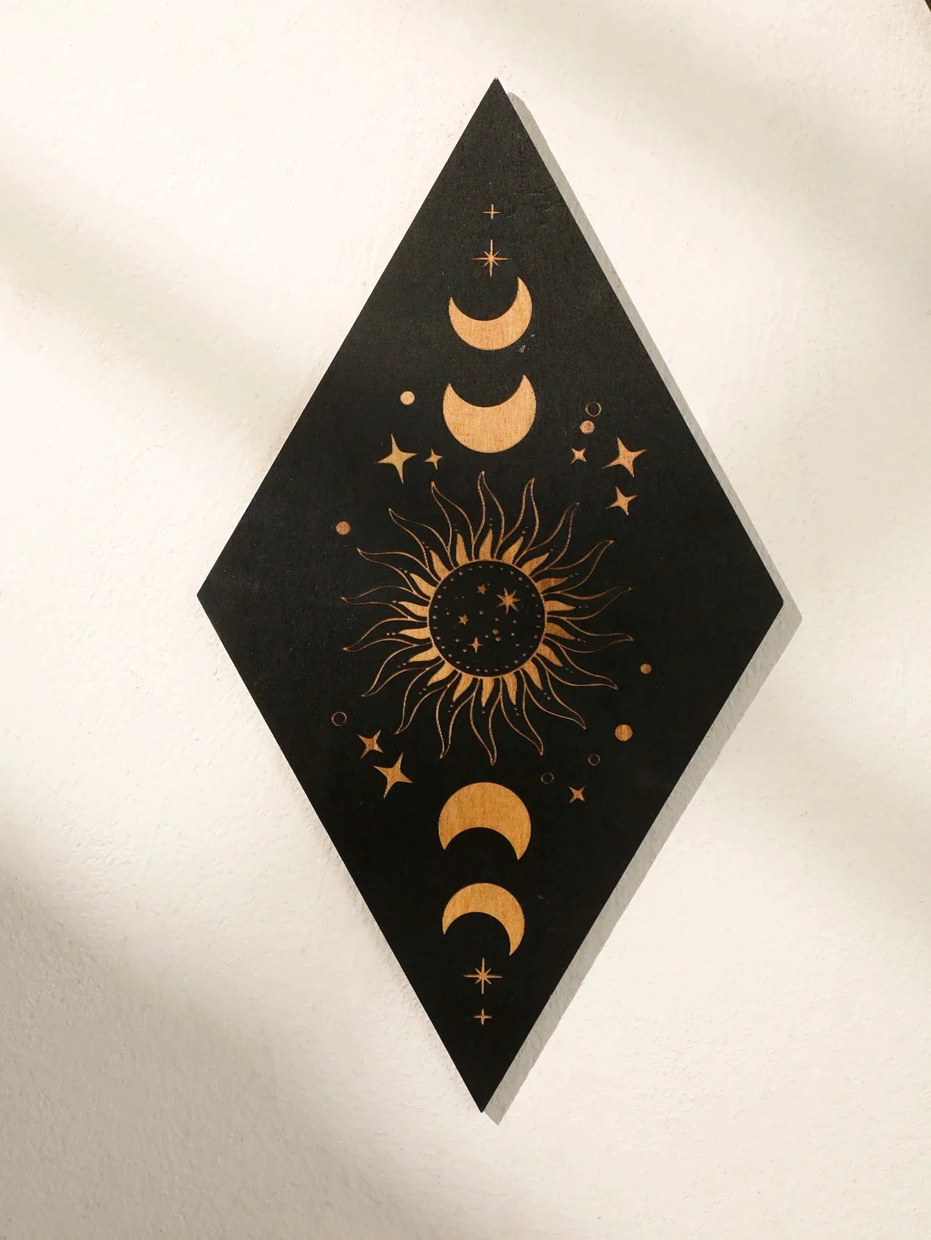 🌙 Wooden Witchy Wall Hanging – Gothic Moon, Sun, Stars & Snake Boho Decor for Mystical Bedrooms & Crafty Corners