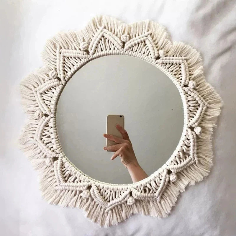 Circular Boho Macrame Wall Mirror