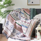 Bohemian Plaid Tassel Throw Blanket