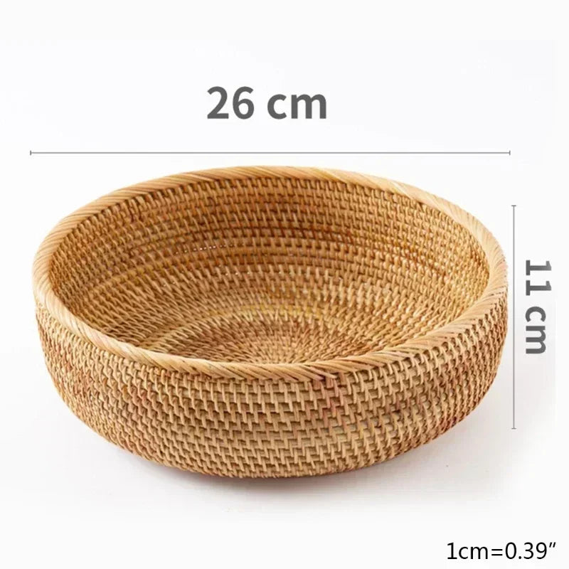Handwoven Rectangular Rattan Basket – Boho Wicker Storage Bin for Fruit, Snacks, Tea, Bread, or Home Organization