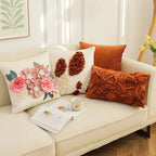 French Style Embroidered Patchwork Pillow Cover – Floral Cushion for Sofa, Bed & Living Room Decor