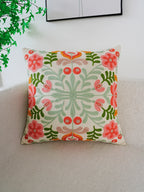 Colorful Flower Embroidery Throw Pillow Cover