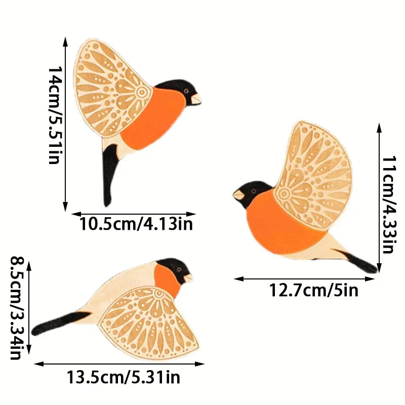 3-Piece Wooden Bird Wall Decor Set – Patterned Boho Home Decor for Indoors & Outdoors