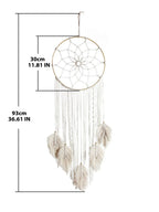 Boho Macrame Dream Catcher with Leaf Design – Handmade Tapestry Wall Hanging for Bedroom Decor