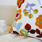 Boho Home Decor Floral Embroidered Pillow Cover – Square Decorative Cushion Case for Sofa & Home