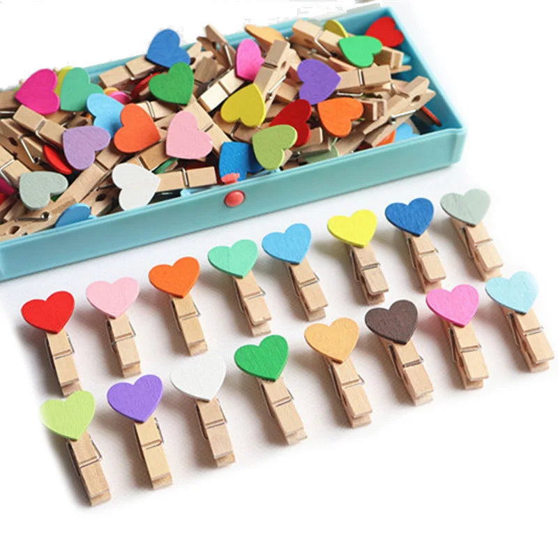Wooden Heart Photo Clips