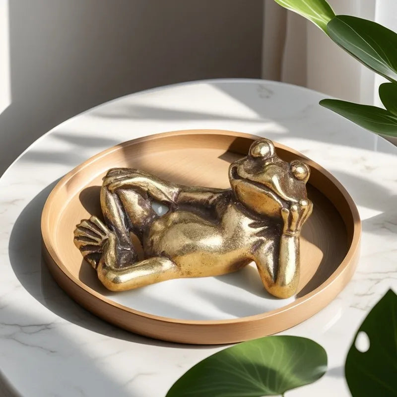 Mini Brass Sleeping Frog Figurine
