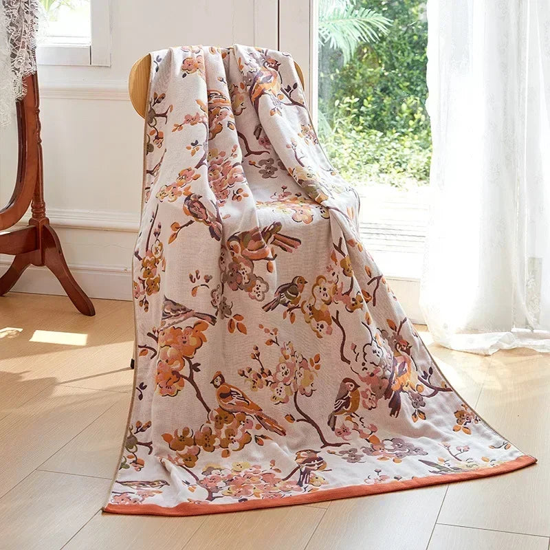 Cotton Gauze Floral Bath Towel