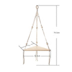 Boho Macrame Hanging Wooden Shelf – Handcrafted Floating Wall Shelf for Home Decor