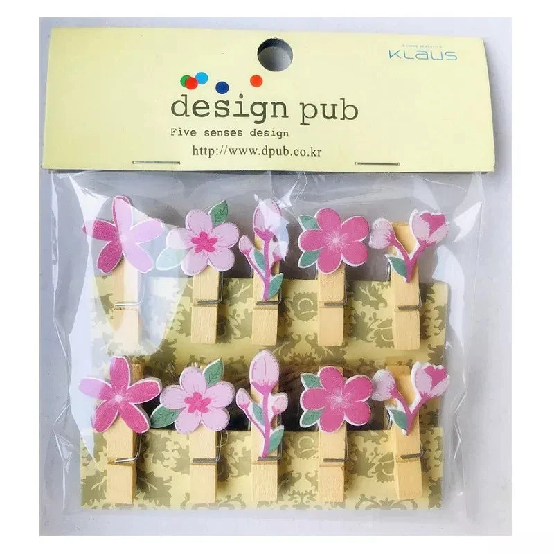 Whimsical Wooden Photo Clips (Set of 10)