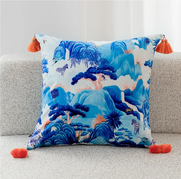 Vintage Velvet Animal Print Pillow Cover – Double-Sided Decorative Cushion for Boho & Eclectic Homes