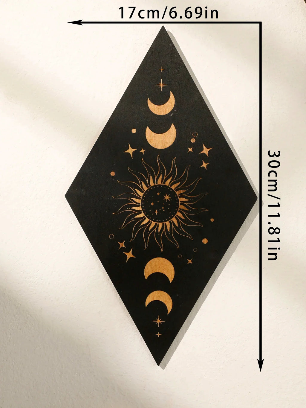 🌙 Wooden Witchy Wall Hanging – Gothic Moon, Sun, Stars & Snake Boho Decor for Mystical Bedrooms & Crafty Corners
