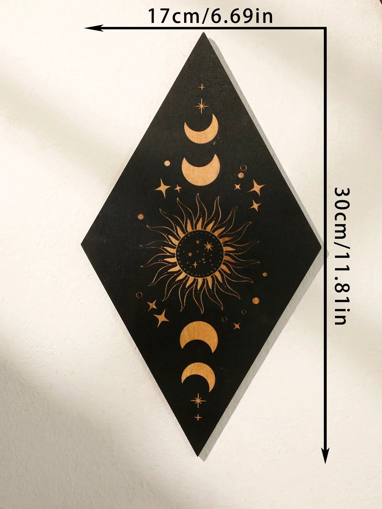 🌙 Wooden Witchy Wall Hanging – Gothic Moon, Sun, Stars & Snake Boho Decor for Mystical Bedrooms & Crafty Corners