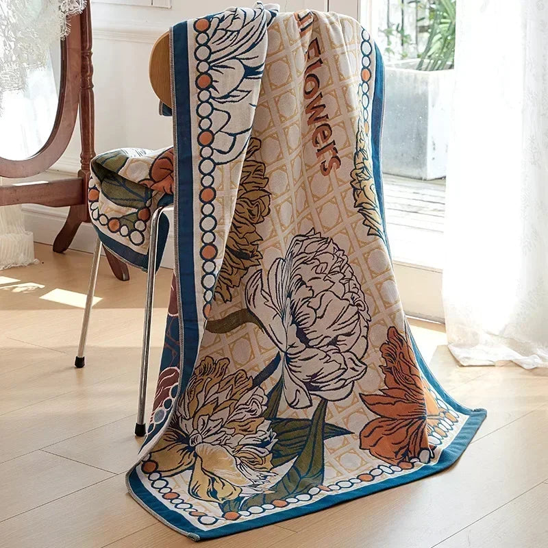 Cotton Gauze Floral Bath Towel