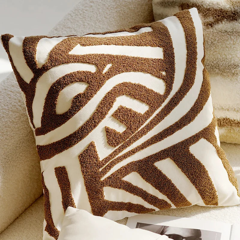 Vintage Nordic Throw Pillow Cover – Abstract Face