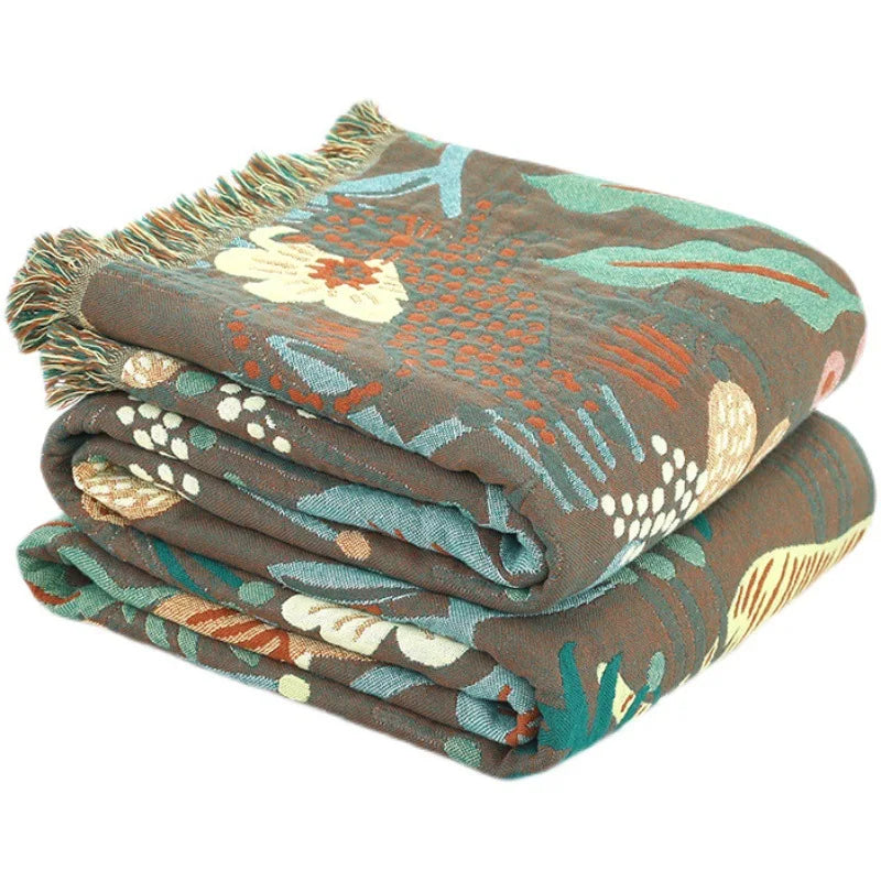 Jungle Tiger Cotton Throw Blanket