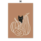 Fall Halloween Skull & Plant Canvas Wall Art Prints