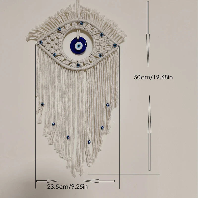 🧿 Evil Eye Macrame Wall Hanging – Handmade Boho Home Decor Tapestry