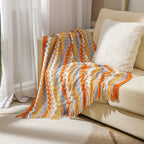 Boho Woven Throw Blanket – Zigzag Stripes with Tassels, Soft & Lightweight Decorative Blanket