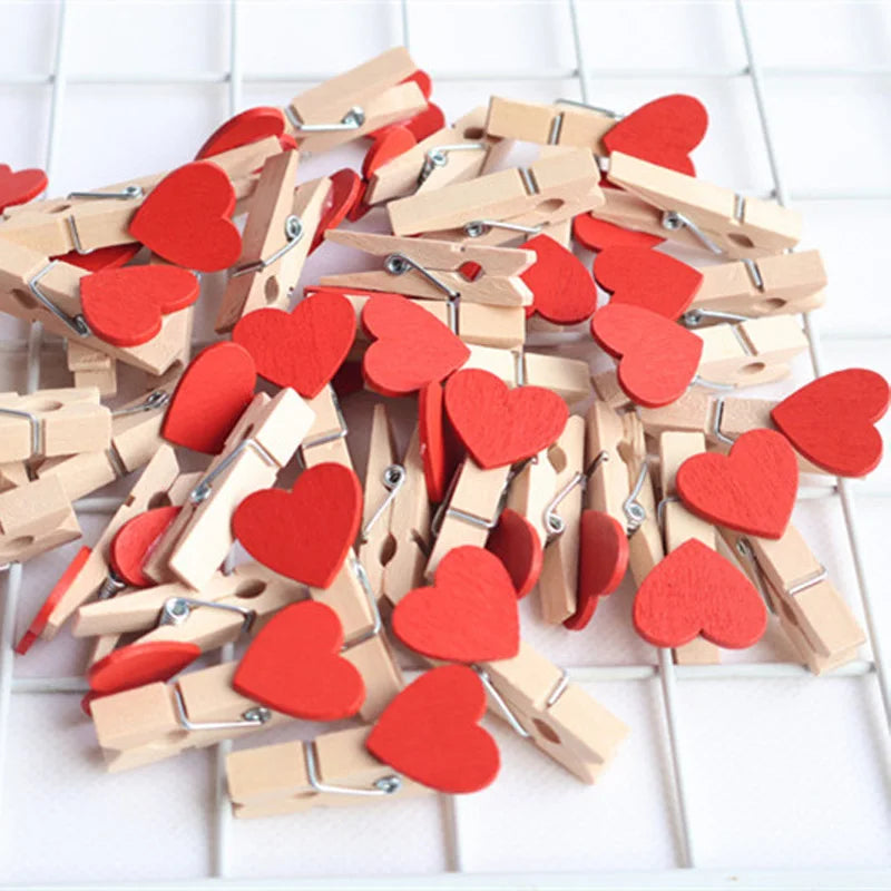 Wooden Heart Photo Clips