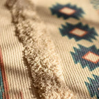 Bohemian Handwoven Tassel Rug – Vintage-Inspired Linen Accent for Home & Living Spaces - Rows of Flowers