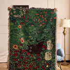 Cat Woven Throw Blanket – Jacquard Tapestry Sofa Cover for Cozy Home & Picnic Use