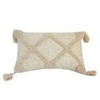 Boho Neutral Tufted & Tasseled Throw Pillow Case