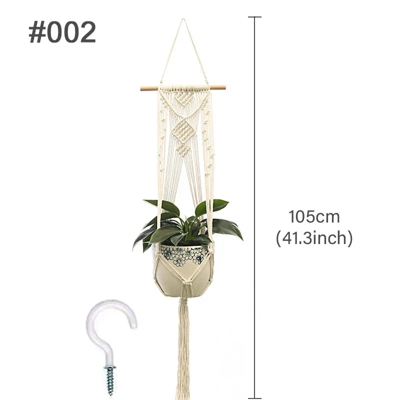 🌿 Handmade Macrame Plant Hanger – Boho Hanging Planter Basket for Indoor & Outdoor Decor