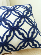 Geometric Embroidered Throw Pillow Cover – Modern Boho Home Decor Accent