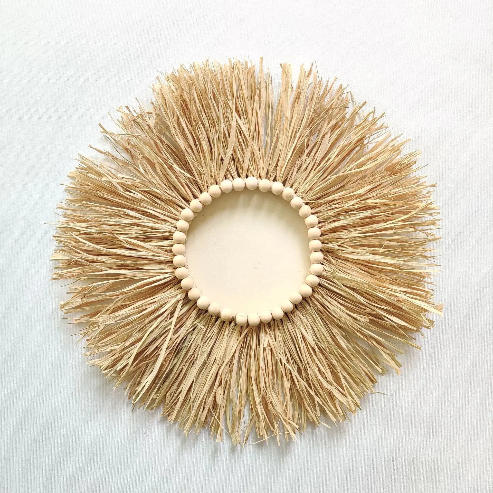 Boho Macrame Wall Art – Woven Straw & Cotton Rope Round Mirror, Clock & Wall Art| Nordic Wedding Decor & Boho Home Accent
