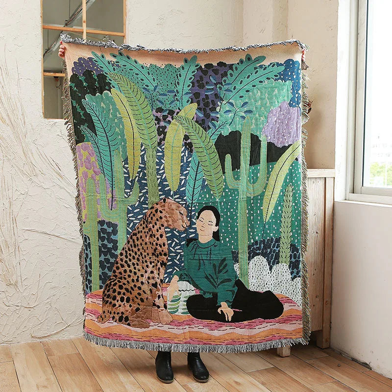 Abstract Woven Nature Throw Blanket