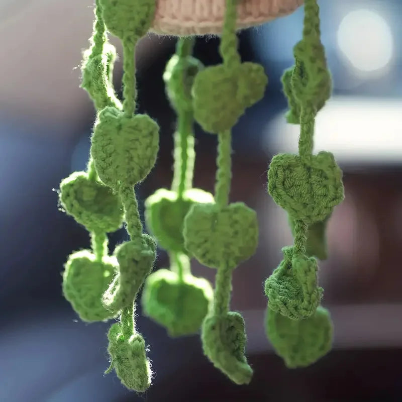 Handmade Crochet Succulent Car Hanging