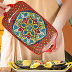 Boho Ceramic Fish Dish with Handle – Rectangular Serving Tray for Oven & Microwave